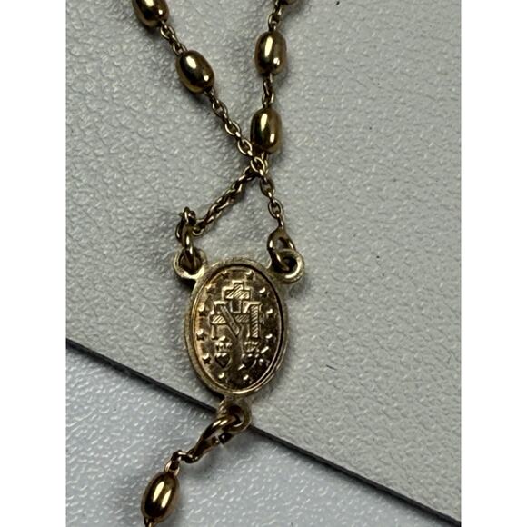 Dyadema Italy Vermeil Sterling Silver Dainty Rosary Cross Necklace 18" - Picture 4 of 12